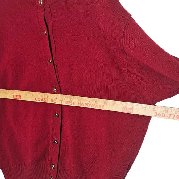 Vintage Red Woolmark Pure New Wool Button-Up‎ Cardigan Sweater Womens Size M - Picture 7 of 8